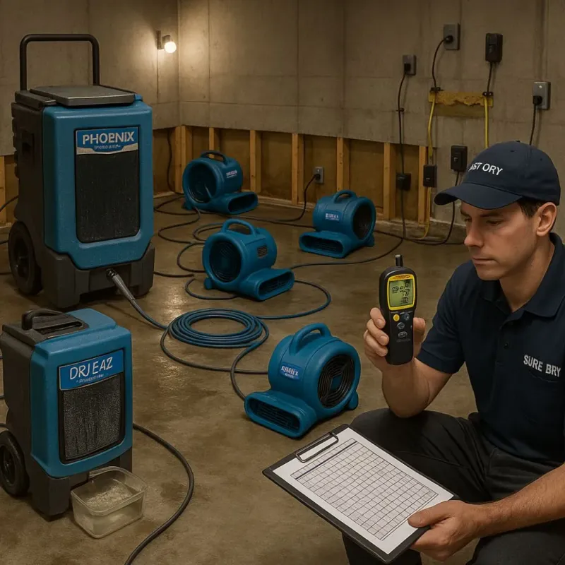Structural Drying and Dehumidification process in Edinburg, IL